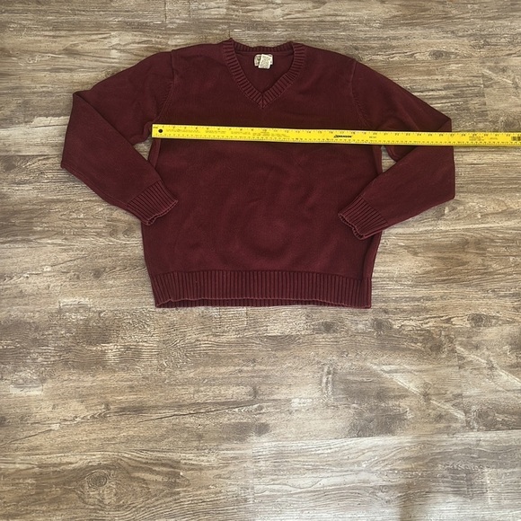 L.L. Bean Men’s Knit Sweater V-Neck Maroon Cotten XL - Picture 3 of 5